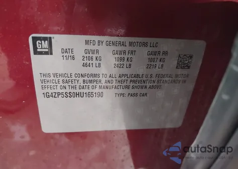 2017 Buick Lacrosse Essence from USA, damaged, VIN 1G4ZP5SS0HU165190
